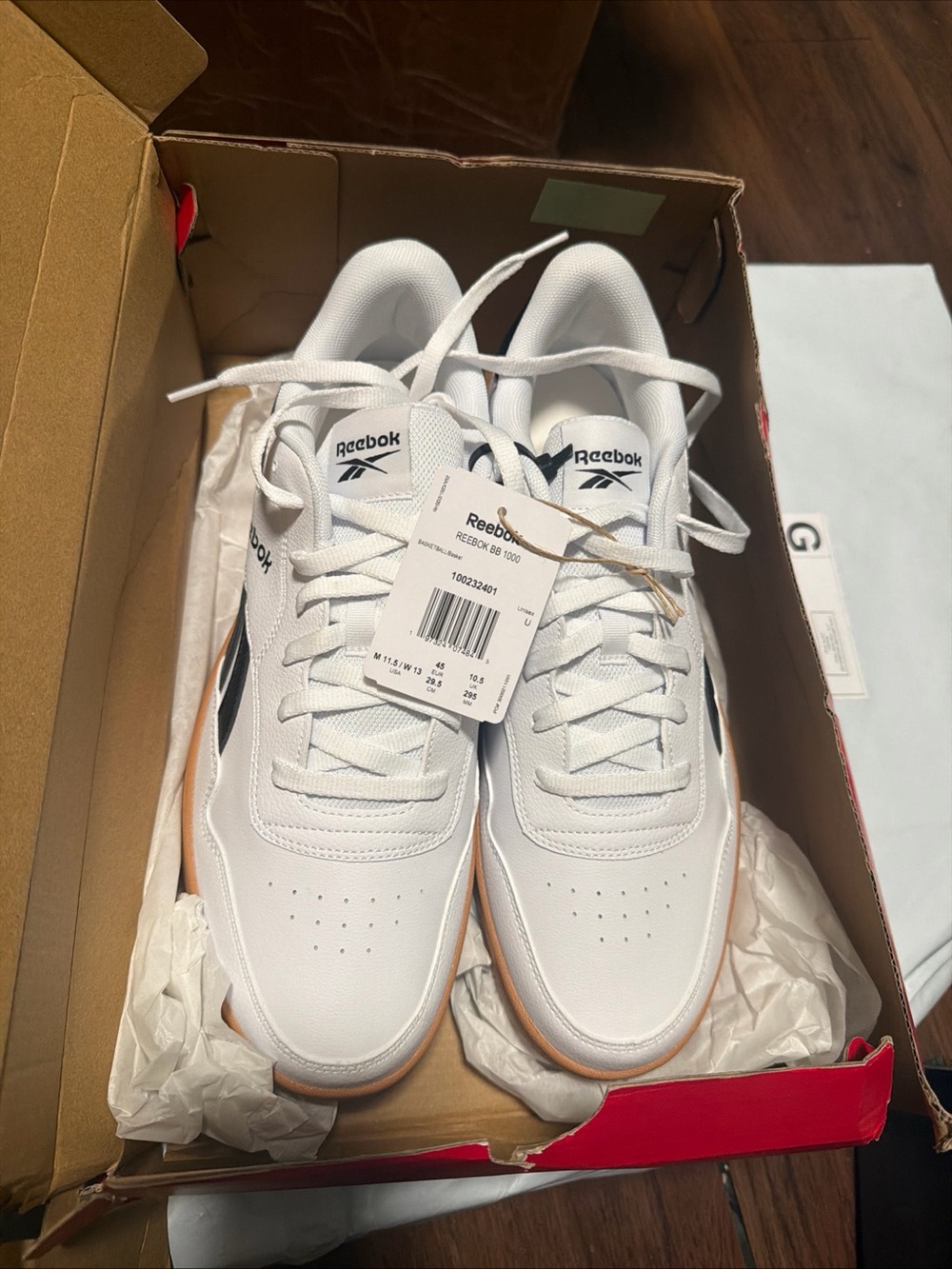 REEBOK BB 1000 BASKETBALL WHITE/BLACK/GUM SHOES MEN'S SIZE 11.5